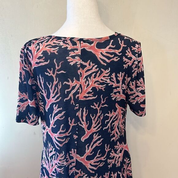 Simply Southern Naples navy pink short sleeve fringe dress Size S EUC - Picture 7 of 9